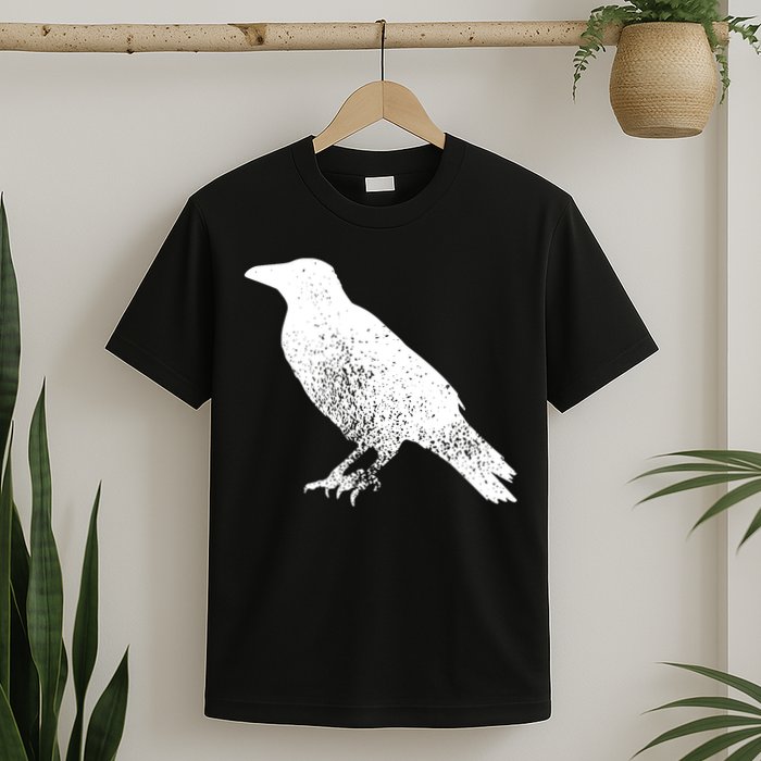 Distressed Crow Bird Print Raven Vintage Bird T-Shirt
