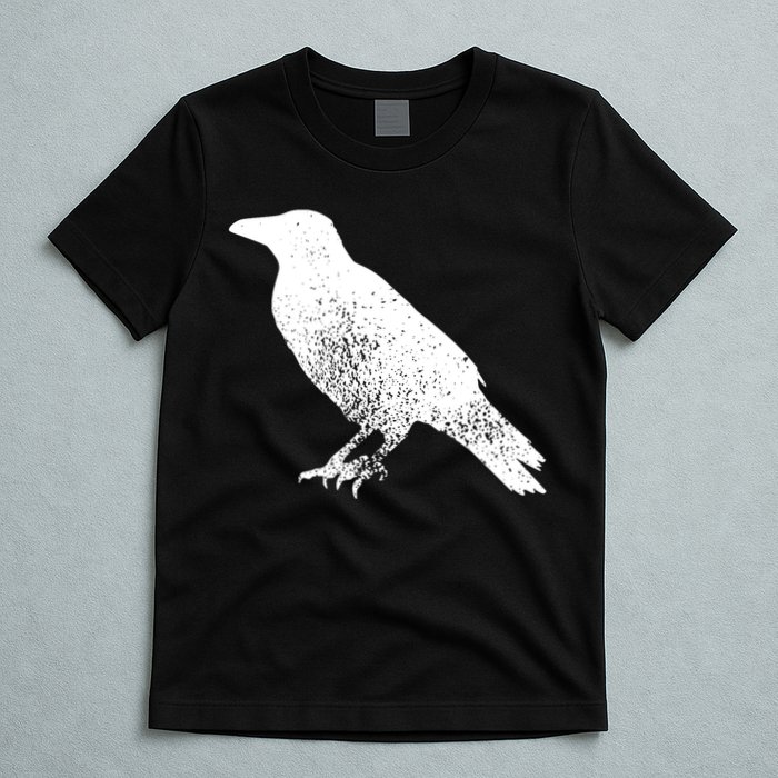 Distressed Crow Bird Print Raven Vintage Bird T-Shirt