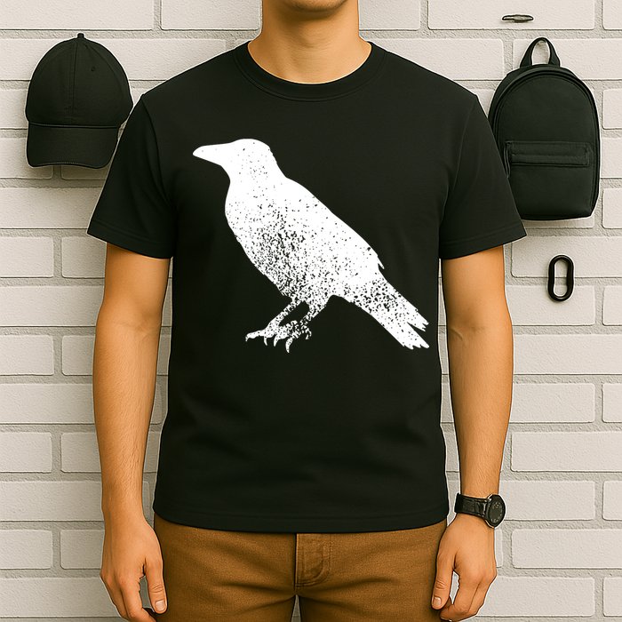 Distressed Crow Bird Print Raven Vintage Bird T-Shirt