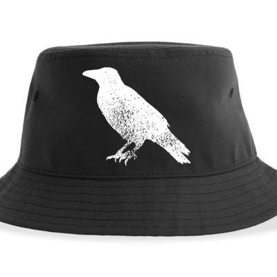 Distressed Crow Bird Print Raven Vintage Bird Sustainable Bucket Hat