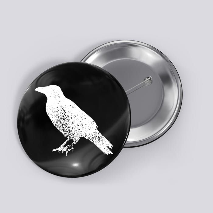 Distressed Crow Bird Print Raven Vintage Bird Button