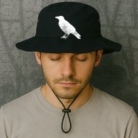 Distressed Crow Bird Print Raven Vintage Bird Bucket Hat