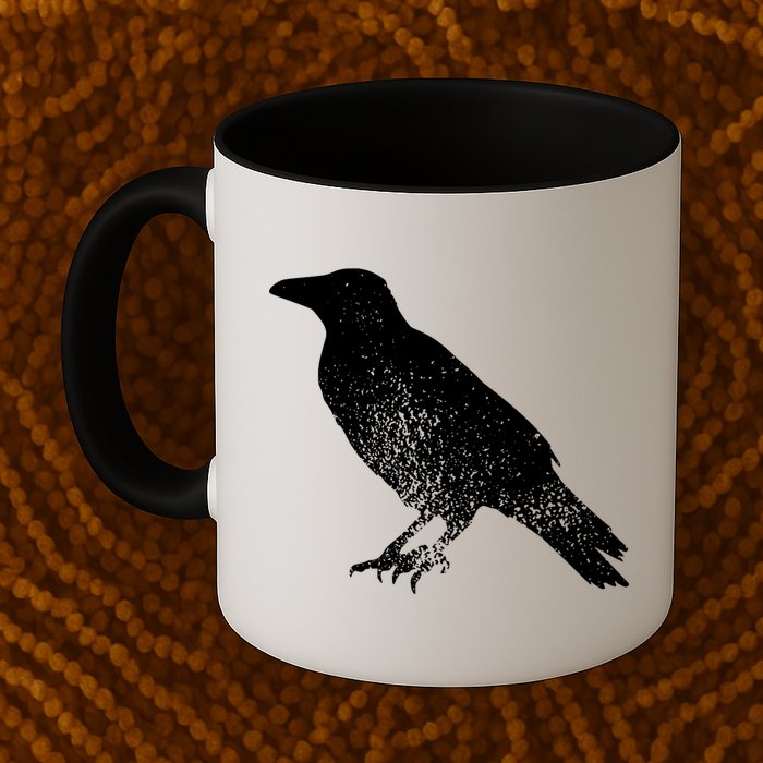 Distressed Crow Bird Print Raven Vintage Bird Mug