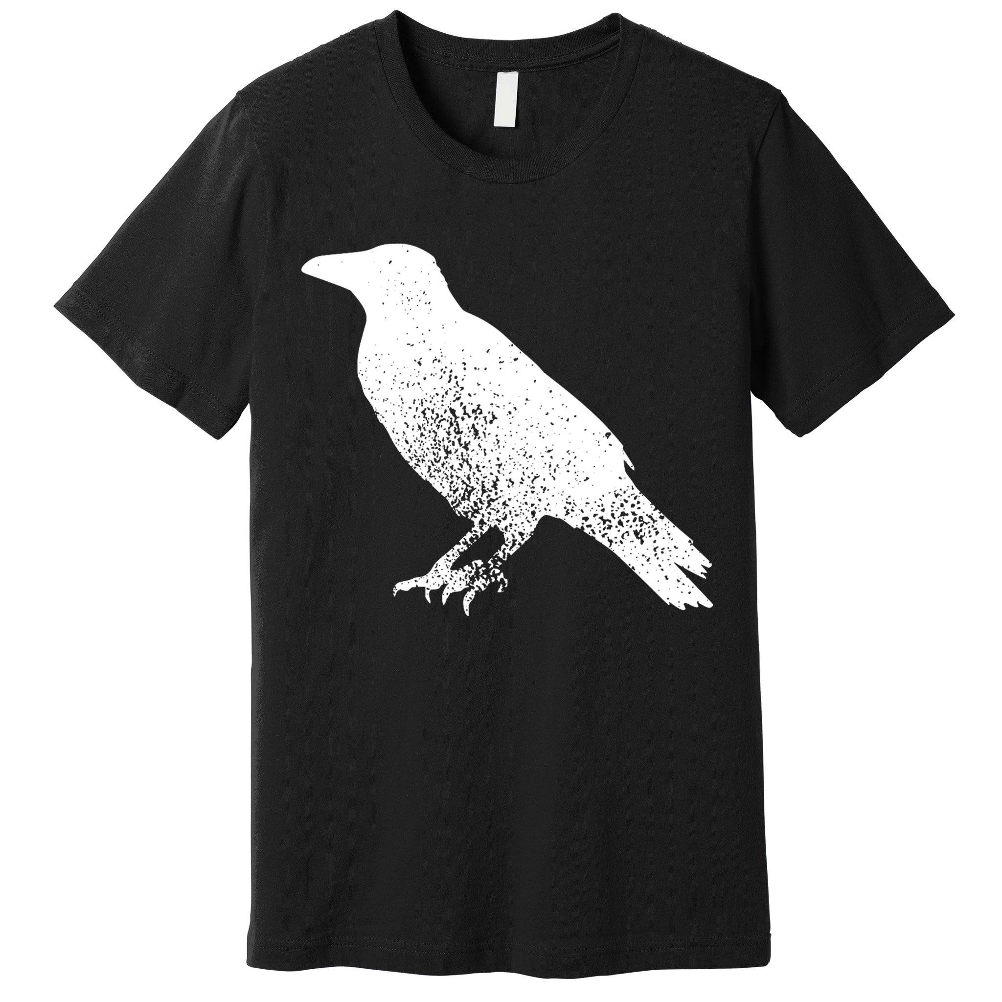 Distressed Crow Bird Print Raven Vintage Bird Premium T-Shirt