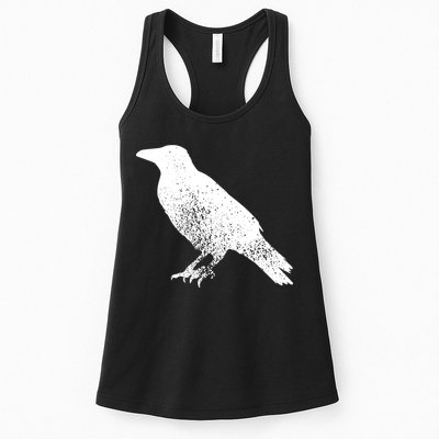 Distressed Crow Bird Print Raven Vintage Bird Womens Tank Top