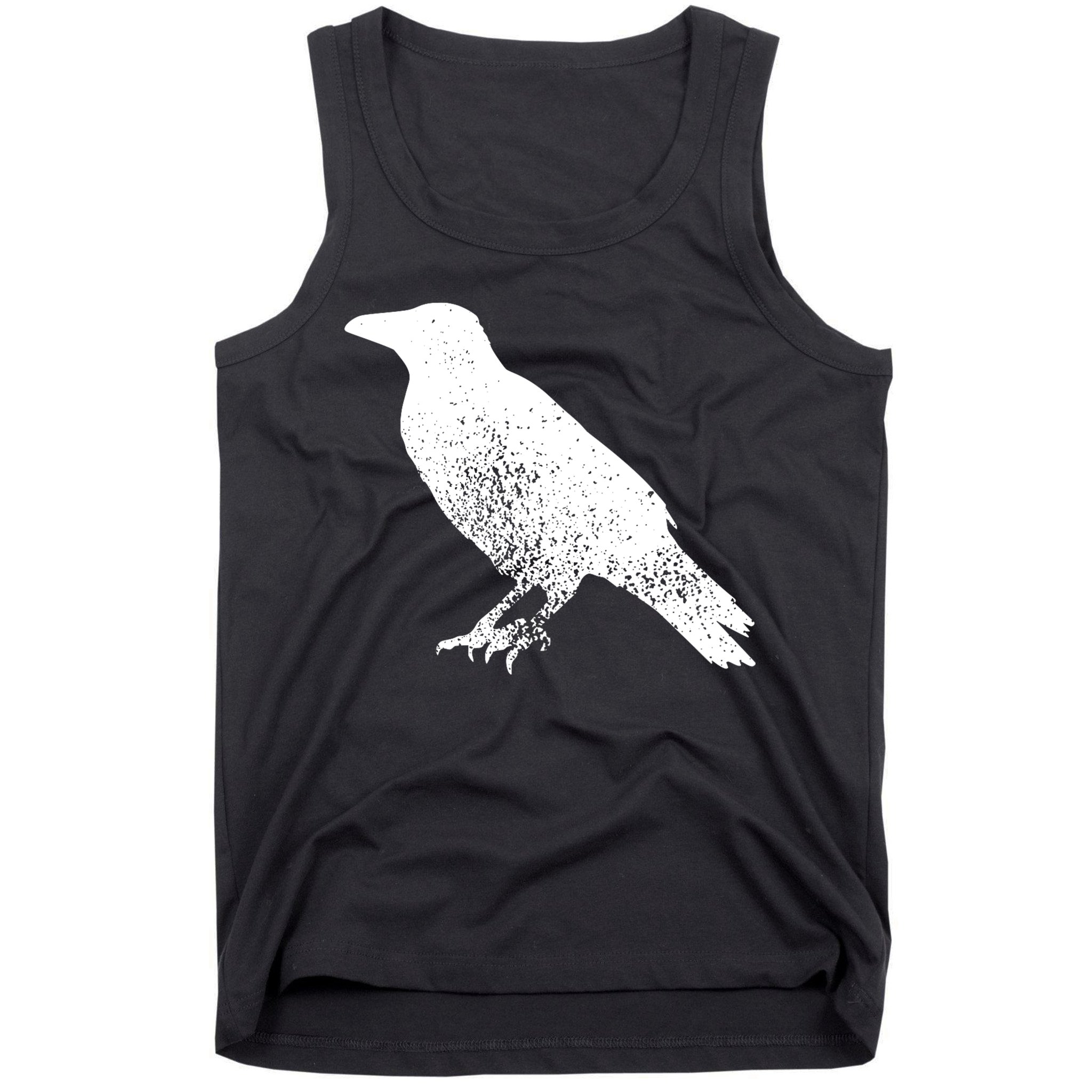 Distressed Crow Bird Print Raven Vintage Bird Tank Top