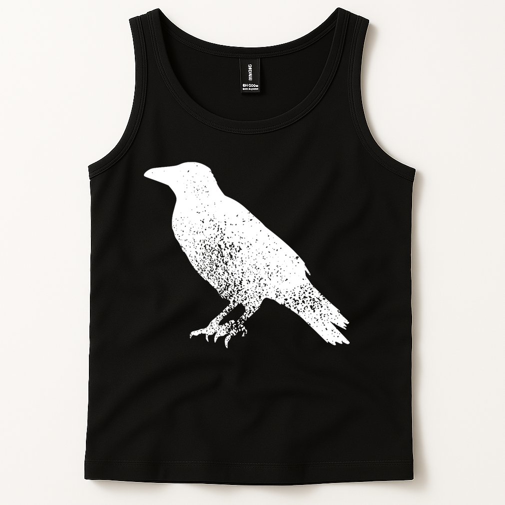 Distressed Crow Bird Print Raven Vintage Bird Tank Top