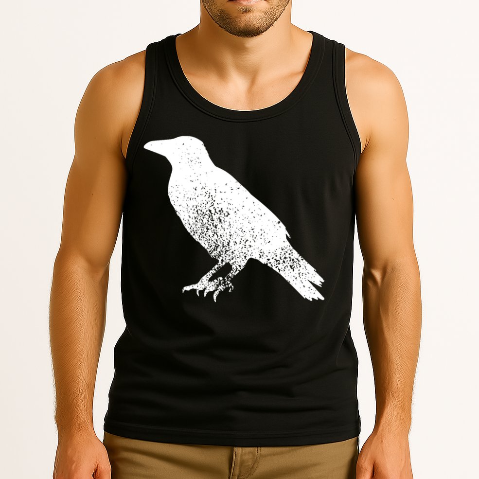 Distressed Crow Bird Print Raven Vintage Bird Tank Top