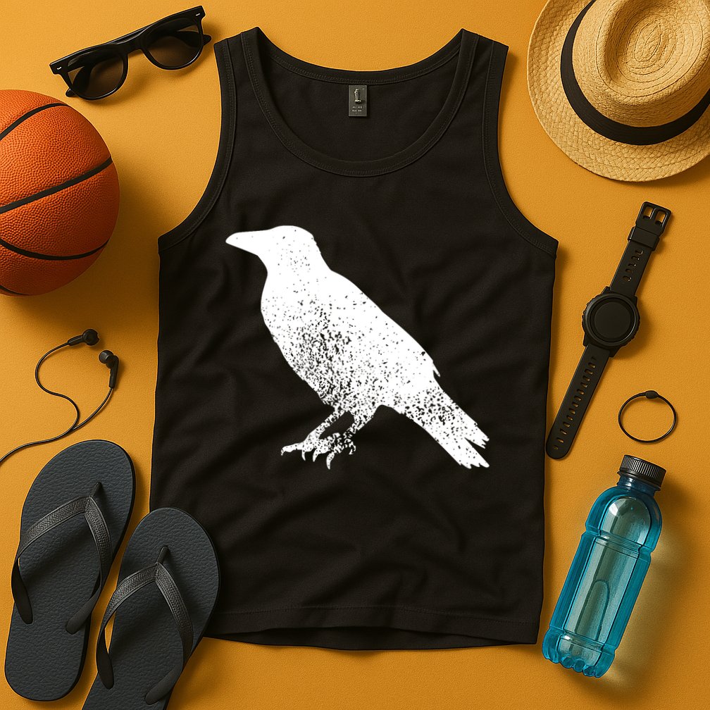 Distressed Crow Bird Print Raven Vintage Bird Tank Top