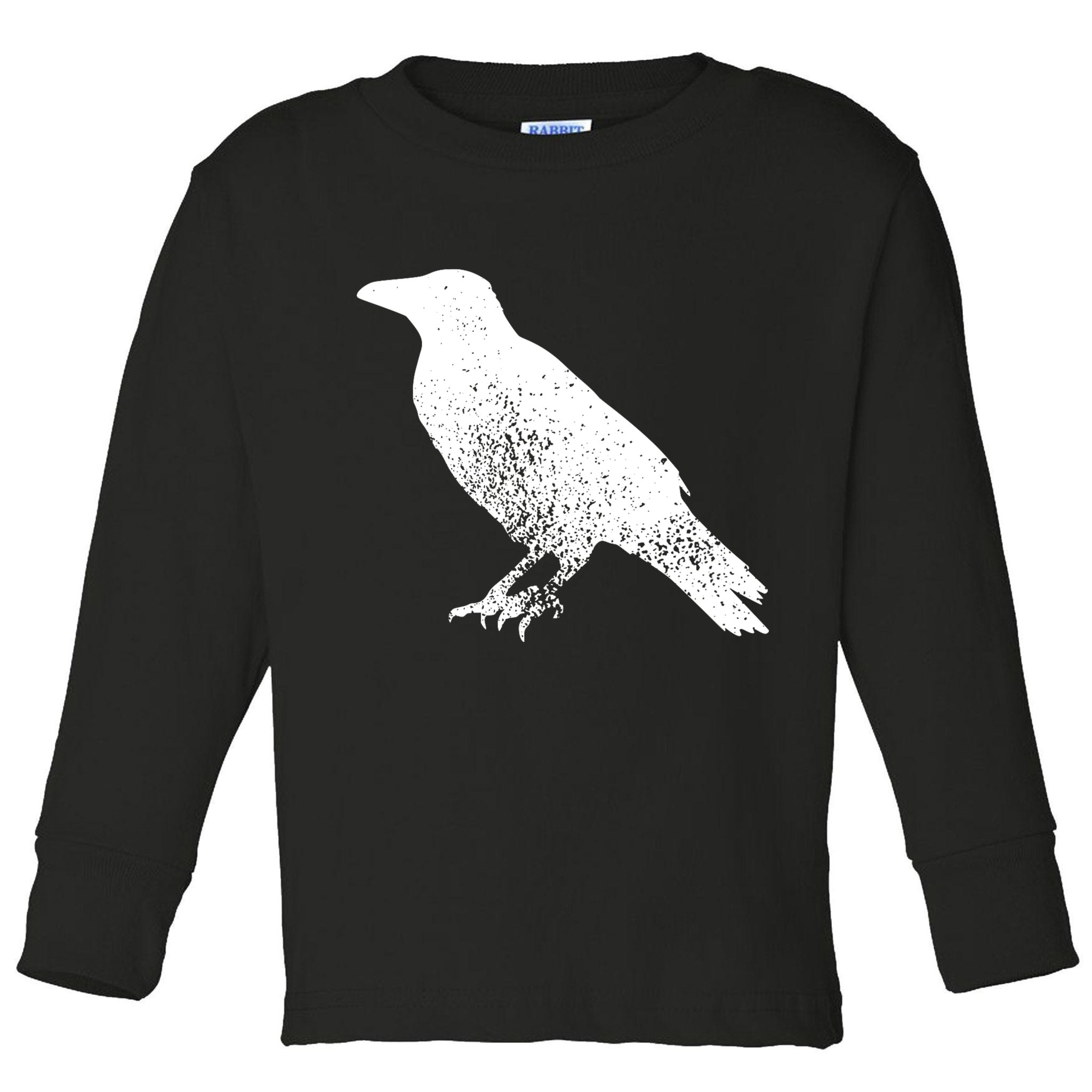 Distressed Crow Bird Print Raven Vintage Bird Toddler Long Sleeve Shirt