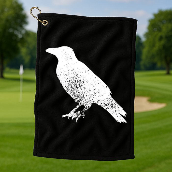 Distressed Crow Bird Print Raven Vintage Bird Golf Towel