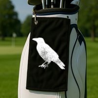 Distressed Crow Bird Print Raven Vintage Bird Golf Towel