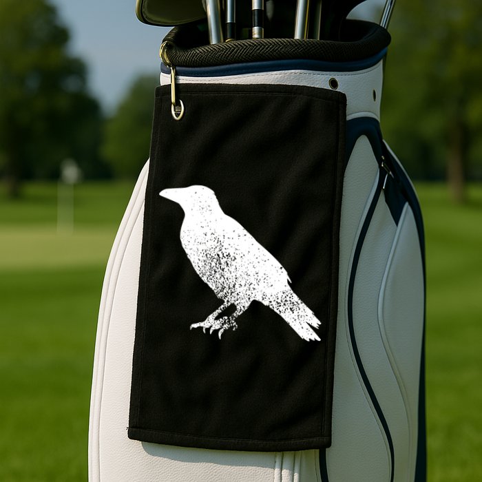 Distressed Crow Bird Print Raven Vintage Bird Golf Towel