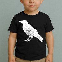 Distressed Crow Bird Print Raven Vintage Bird Toddler T-Shirt