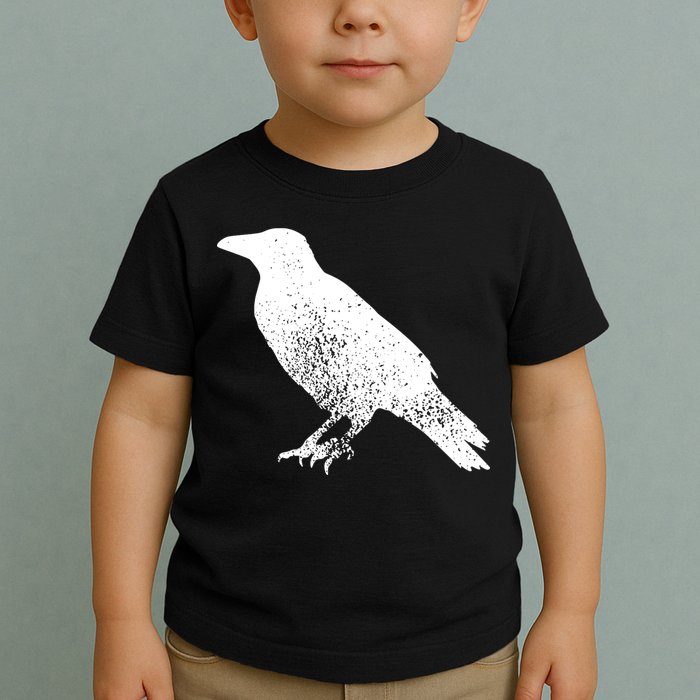 Distressed Crow Bird Print Raven Vintage Bird Toddler T-Shirt