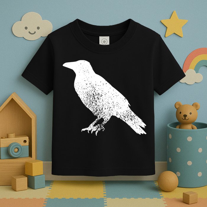 Distressed Crow Bird Print Raven Vintage Bird Toddler T-Shirt