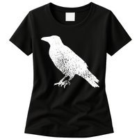 Distressed Crow Bird Print Raven Vintage Bird Womens T-Shirt