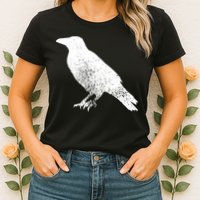 Distressed Crow Bird Print Raven Vintage Bird Womens T-Shirt