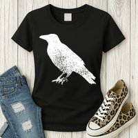 Distressed Crow Bird Print Raven Vintage Bird Womens T-Shirt