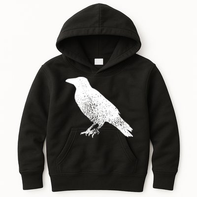 Distressed Crow Bird Print Raven Vintage Bird Kids Hoodie