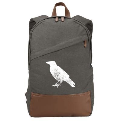 Distressed Crow Bird Print Raven Vintage Bird Cotton Canvas Backpack
