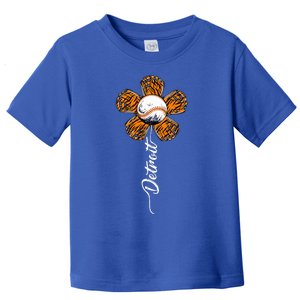 Detroit Colorful Baseball Flower Souvenir Tee I Love Detroit Toddler T-Shirt