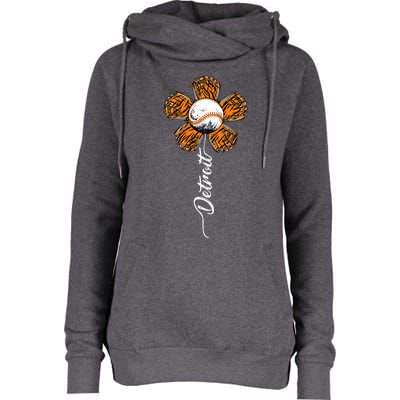 Detroit Colorful Baseball Flower Souvenir Tee I Love Detroit Womens Funnel Neck Pullover Hood