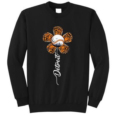 Detroit Colorful Baseball Flower Souvenir I Love Detroit Sweatshirt