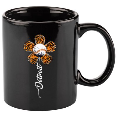 Detroit Colorful Baseball Flower Souvenir I Love Detroit 11oz C Handle Ceramic Mug