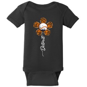 Detroit Colorful Baseball Flower Souvenir I Love Detroit Baby Bodysuit