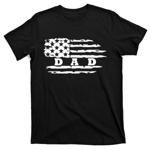 Dad Classic Bold Font With Us American Flag Fathers Day T-Shirt