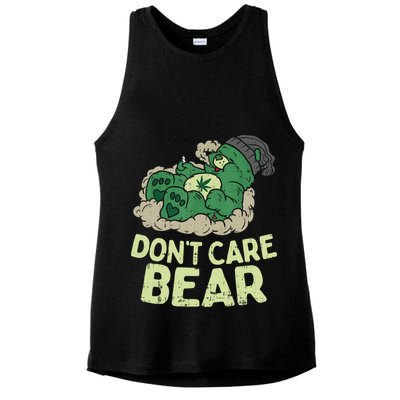 Dont Care Bear Smoking Weed Cannabis Marijuana 4 20 Stoner Gift 2 Ladies PosiCharge Tri-Blend Wicking Tank