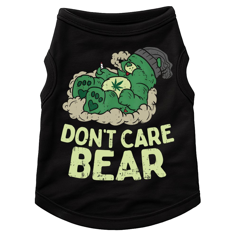 Dont Care Bear Smoking Weed Cannabis Marijuana 4 20 Stoner Gift 2 Doggie Tank