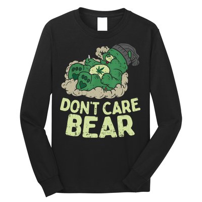 Dont Care Bear Smoking Weed Cannabis Marijuana 4 20 Stoner Gift 2 Long Sleeve Shirt