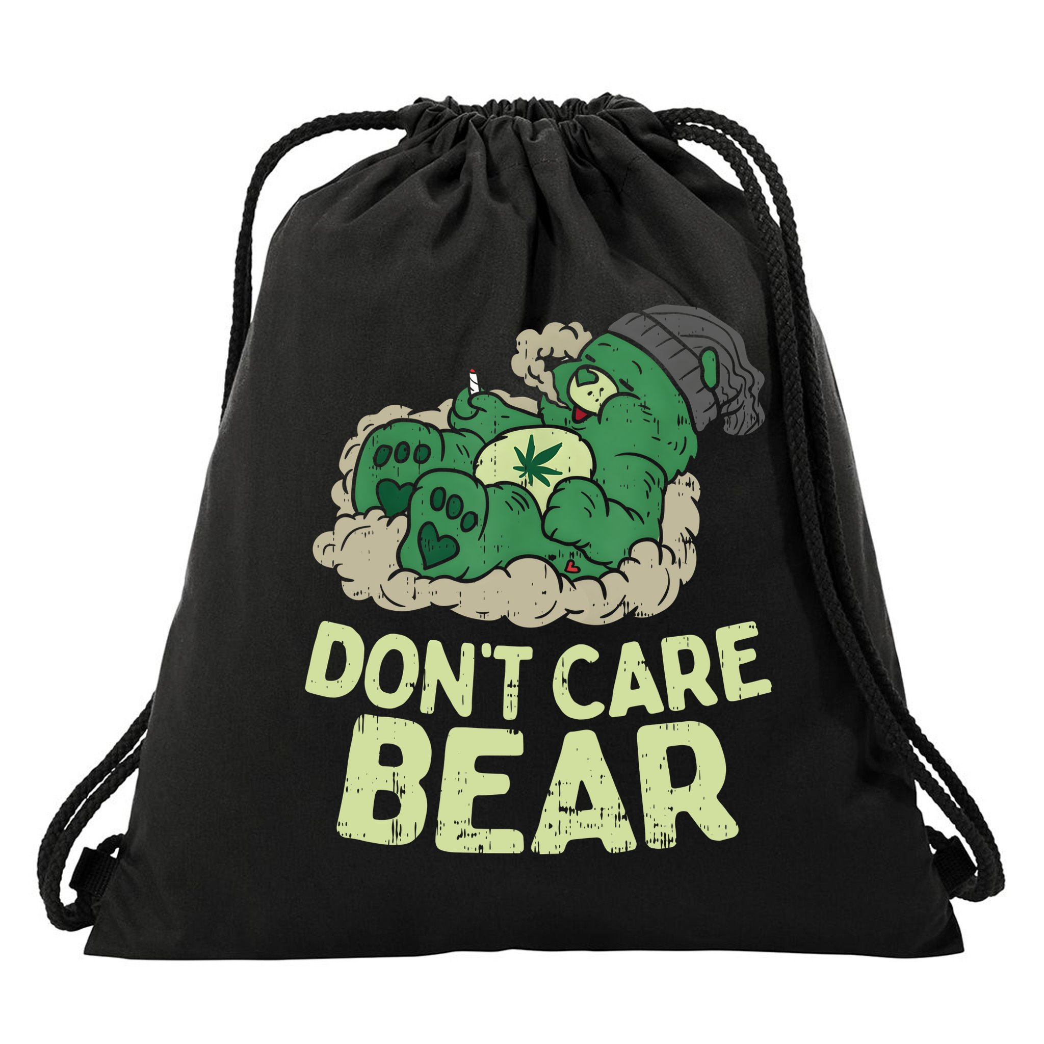 Dont Care Bear Smoking Weed Cannabis Marijuana 4 20 Stoner Gift 2 Drawstring Bag