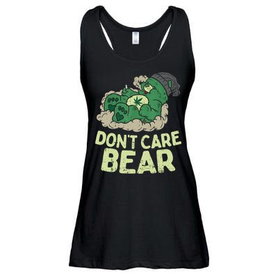 Dont Care Bear Smoking Weed Cannabis Marijuana 4 20 Stoner Gift 2 Ladies Essential Flowy Tank