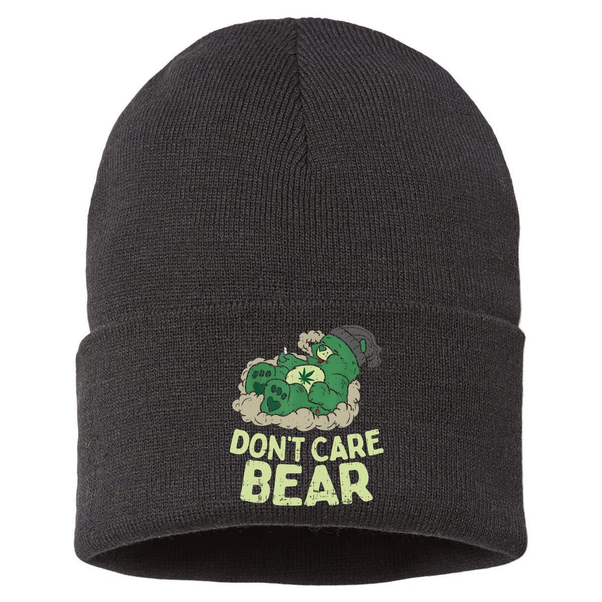 Dont Care Bear Smoking Weed Cannabis Marijuana 4 20 Stoner Gift 2 Sustainable Knit Beanie