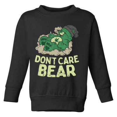 Dont Care Bear Smoking Weed Cannabis Marijuana 4 20 Stoner Gift 2 Toddler Sweatshirt