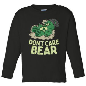 Dont Care Bear Smoking Weed Cannabis Marijuana 4 20 Stoner Gift 2 Toddler Long Sleeve Shirt