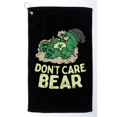 Dont Care Bear Smoking Weed Cannabis Marijuana 4 20 Stoner Gift 2 Platinum Collection Golf Towel