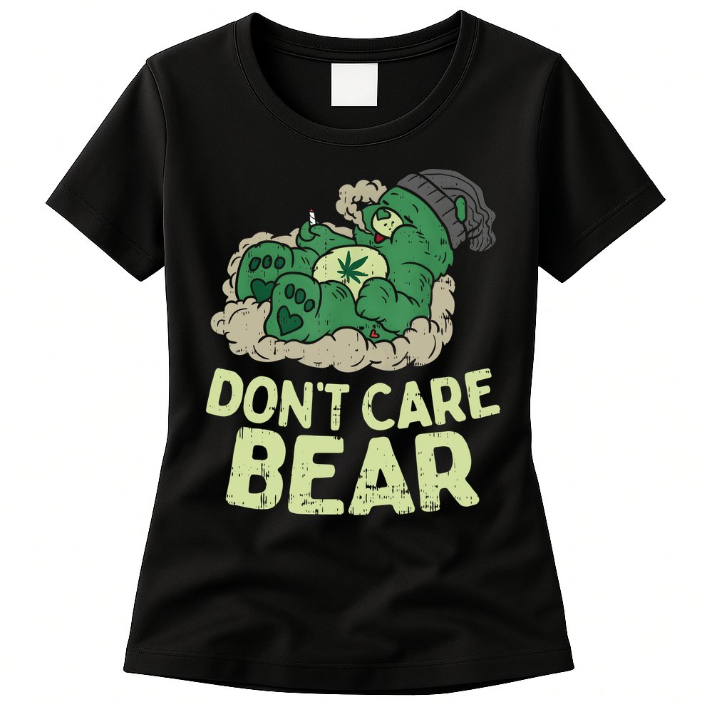 Dont Care Bear Smoking Weed Cannabis Marijuana 4 20 Stoner Gift 2 Womens T-Shirt