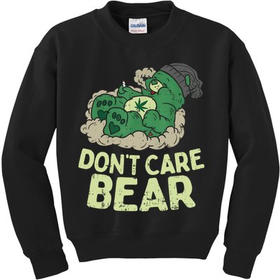 Dont Care Bear Smoking Weed Cannabis Marijuana 4 20 Stoner Gift 2 Kids Sweatshirt
