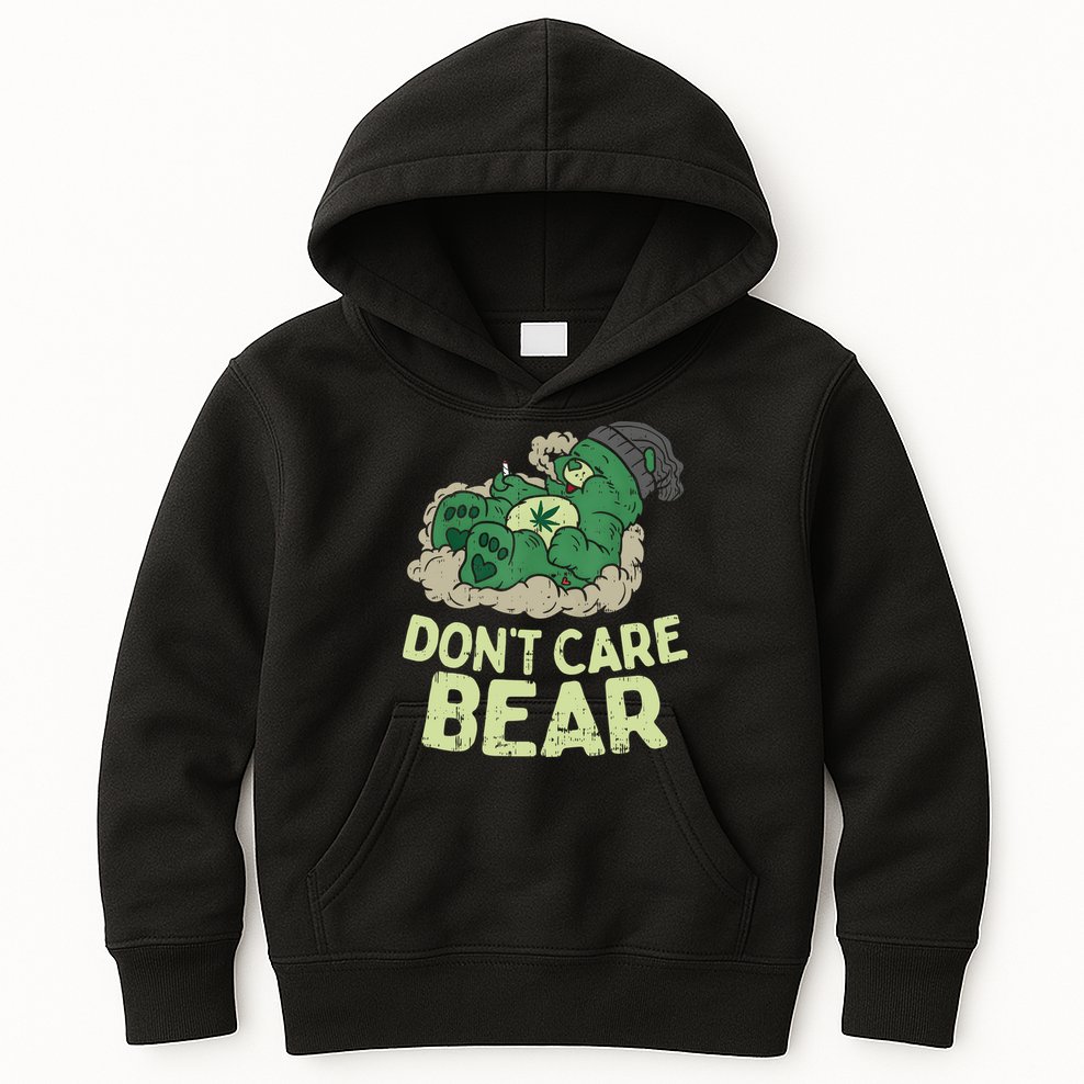 Dont Care Bear Smoking Weed Cannabis Marijuana 4 20 Stoner Gift 2 Kids Hoodie