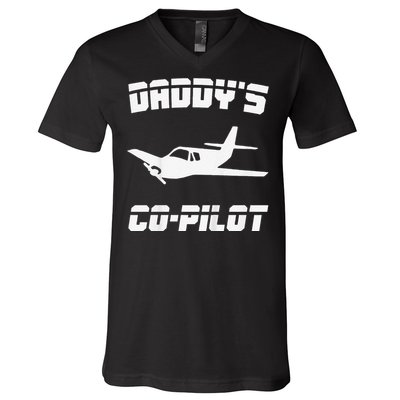 Daddy's Copilot Birthday Plane Lover Gift V-Neck T-Shirt