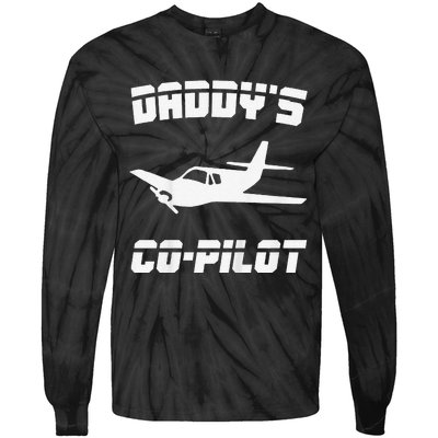 Daddy's Copilot Birthday Plane Lover Gift Tie-Dye Long Sleeve Shirt