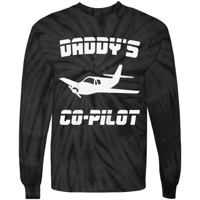 Daddy's Copilot Birthday Plane Lover Gift Tie-Dye Long Sleeve Shirt