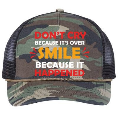 Dont Cry Because Its Over Smile Because It Happened Retro Rope Trucker Hat Cap