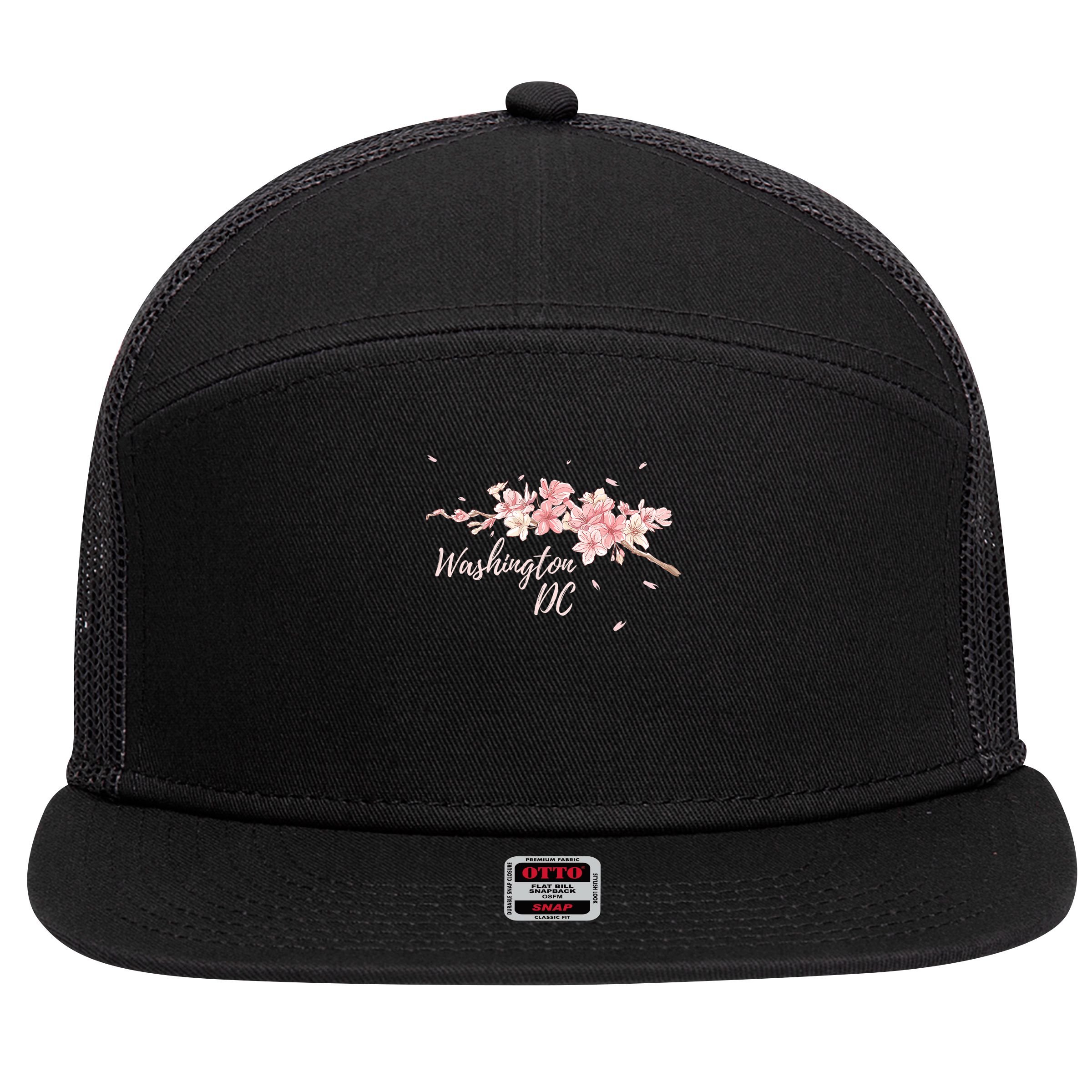 D.c. Cherry Blossom Tree Washington Cherry Festival 7 Panel Mesh Trucker Snapback Hat
