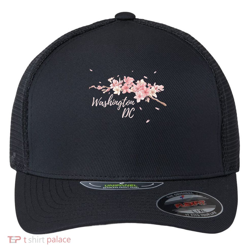 D.c. Cherry Blossom Tree Washington Cherry Festival Flexfit Unipanel Trucker Cap