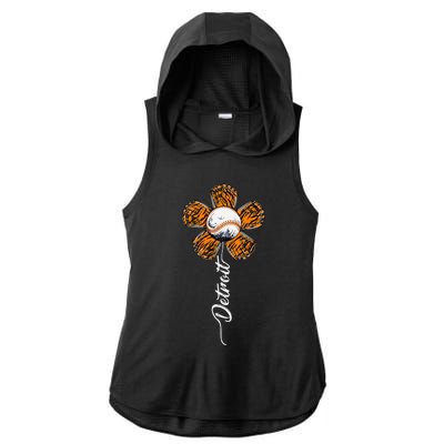 Detroit Colorful Baseball Flower Souvenir I Love Detroit Ladies PosiCharge Tri-Blend Wicking Draft Hoodie Tank